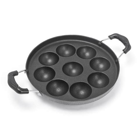 Buy Senora Pre Seasoned Cast Iron Paniyaram Pan 9 Cavities, 16 cm Appam ...