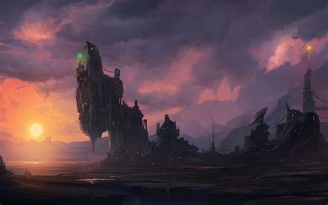 Download wallpaper 2560x1600 rock, towers, clouds, fantasy, art ...