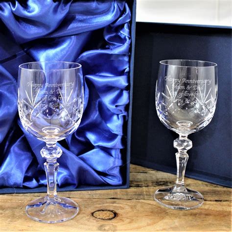 Personalised Crystal Wine Glasses In Presentation Box from Go Find A Gift