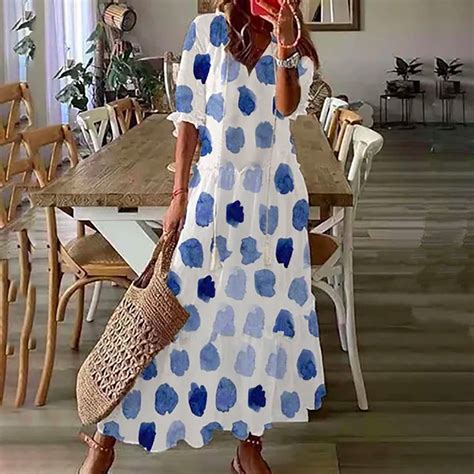 Summer Savings Clearance! Titcea Maxi Dresses for Women Fashion Printed ...