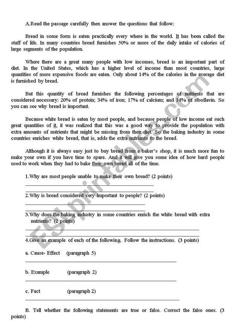 Bread Worksheet 的图像结果