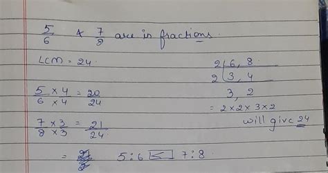 compare the ratios 5 : 6 and 7 : 8 - Brainly.in