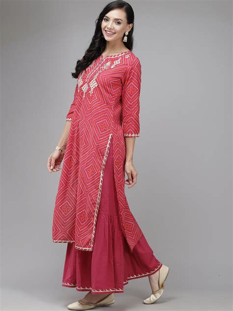 Indo Era Pink Printed Straight Kurta Sharara With Dupatta Set – indoera