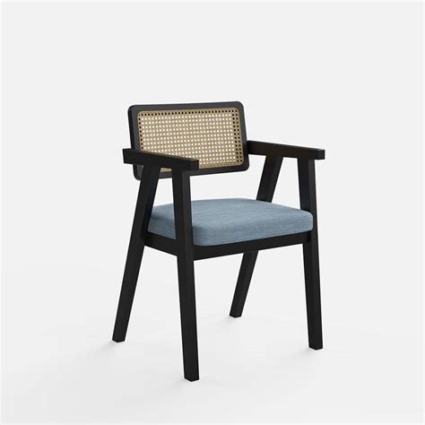 Bob Real Rattan and Sheesham wood Upholstered Chair - Set of Two ...