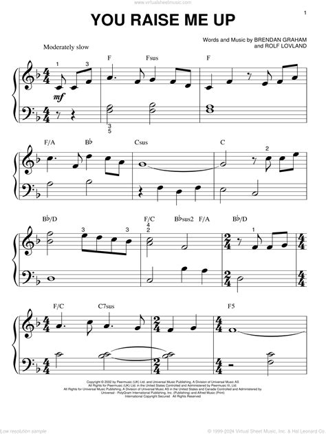 You Raise Me Up Easy Piano Sheet Music Free Tilling