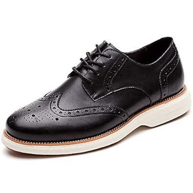 Buy LAOKS Mens Hybrid Brogue Oxford, Lace-up Wingtip Dress Shoes, Black ...