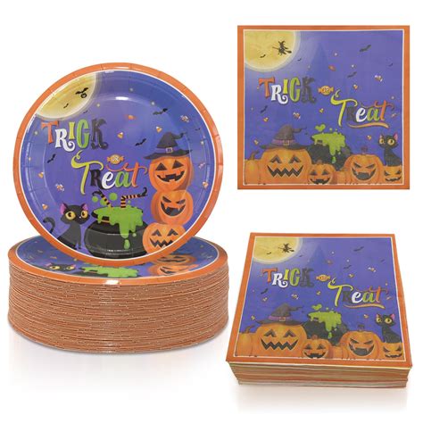 160 pcs Halloween Party Supplies Kit - 80 Pcs 7 Inch Halloween Paper ...