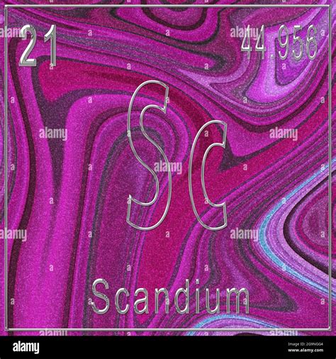 Scandium chemical element, Sign with atomic number and atomic weight ...