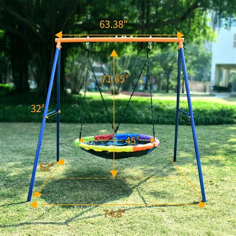 Buy Swing Sets for Backyard, Kiriner 45 Inch Saucer Swing Sets Outdoor ...
