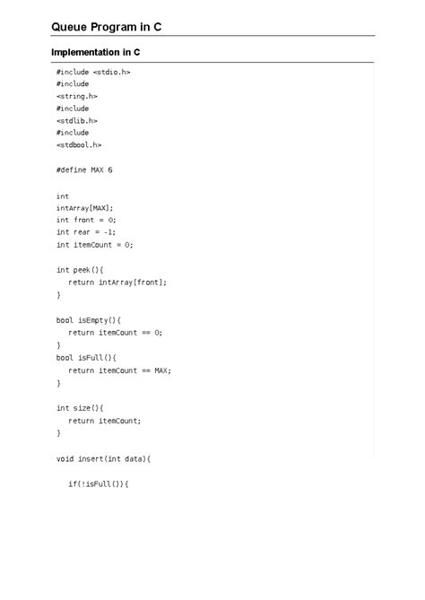 Queue Program in C - Queue Program in C Implementation in C #include # ...