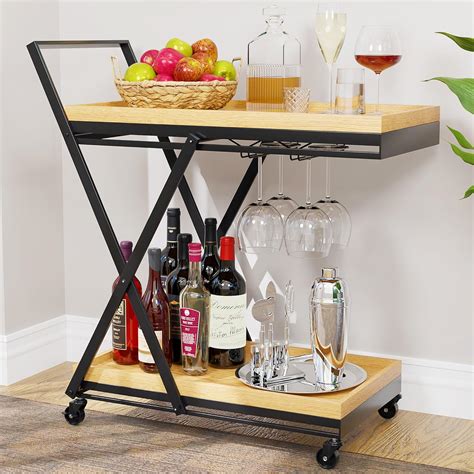 Amazon.com - BARNDOOR HOMES Bar Cart for The Home with Wheels – Rolling ...