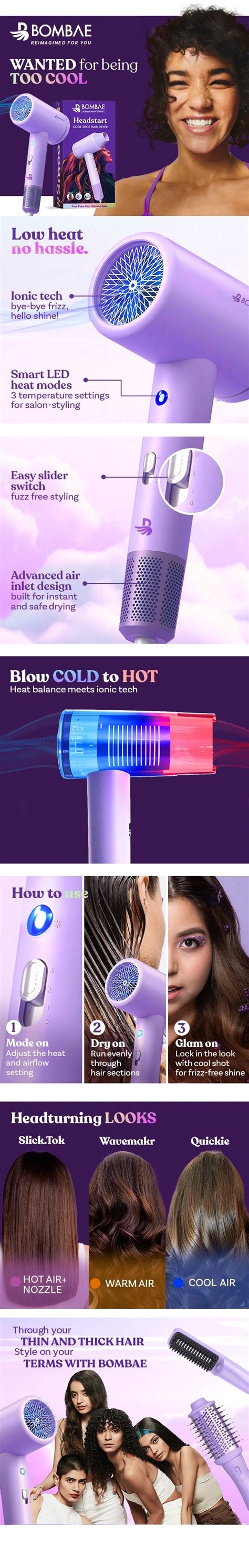 Headstart Cool Shot Hair Dryer | Fast & Frizz-Free – Bombae