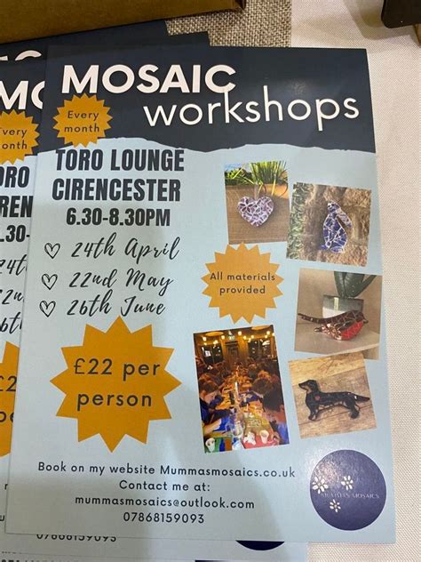 Mosaic workshop , Toro Lounge, Cirencester, 24 April 2024 | AllEvents