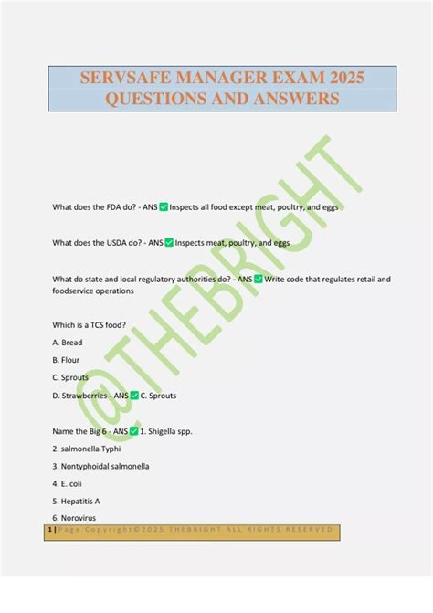 SERVSAFE MANAGER EXAM 2025 QUESTIONS AND ANSWERS - SERVSAFE MANAGER ...