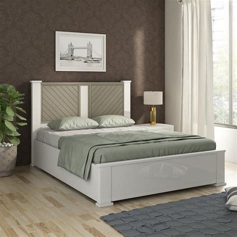Buy Helios Alaska King Bed with Hydraulic Storage - White from Helios ...