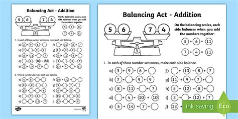 KS1 Balancing Act Addition Worksheet / Worksheet