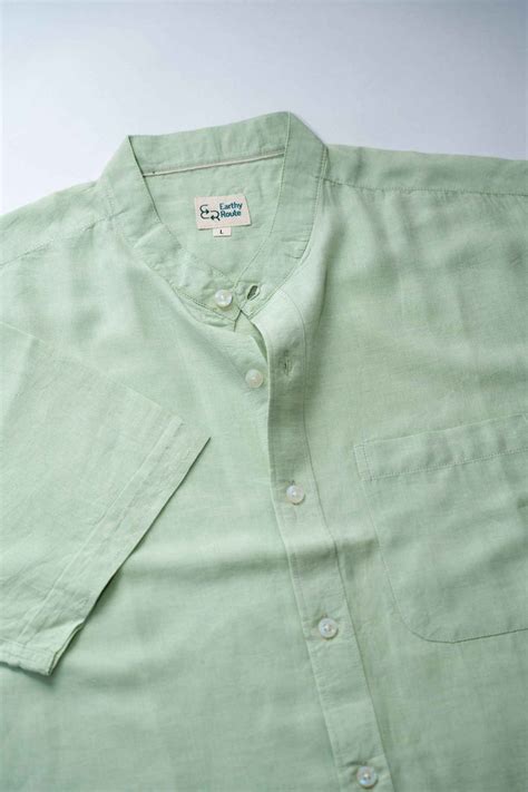 Fresh Green · Half Sleeve Mandarin Collar Shirt - Earthy Route