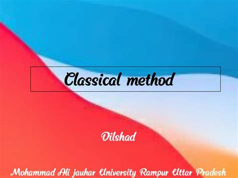 Image result for Classical Method of Analysis