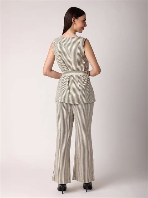 Chevron Collar Top Co-Ordinated With Trousers