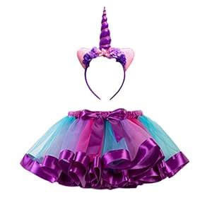 Buy FENICAL Unicorn Horn Headband Rainbow Tutu Skirt Kids Girls Unicorn ...