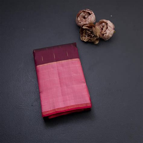 Dark Pink Silk Saree With Malli Moggu Zari Buttas And Pink Border ...