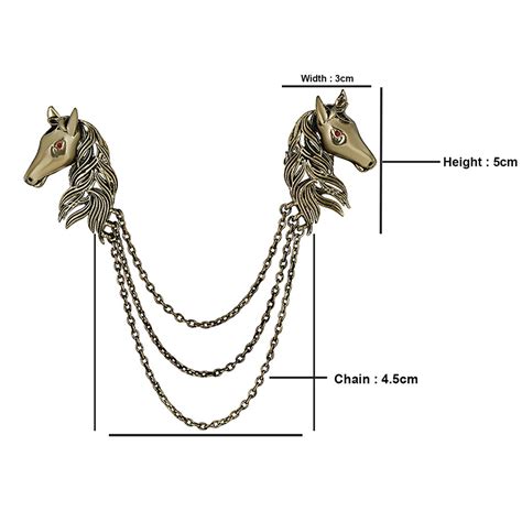 Mahi Antique Gold Plated Dual Horse Shaped Tassel Chain Sherwani Brooc ...