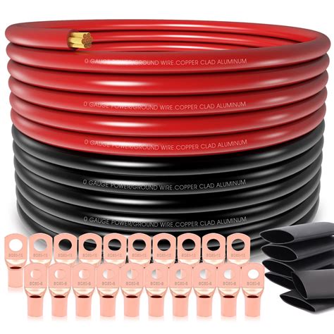 40FT 1/0 Gauge Wire Copper Clad Aluminum CAA,20pcs Lugs Terminal ...