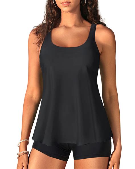 Women Flowy Tankini Swimsuit - Two Piece Bathing Suit with Shorts 2025 ...