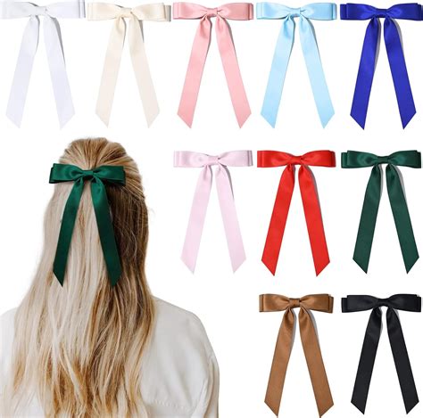 Amazon.com : 10PCS Silky Satin Hair Bows Hair Clip Ribbon Accessories ...