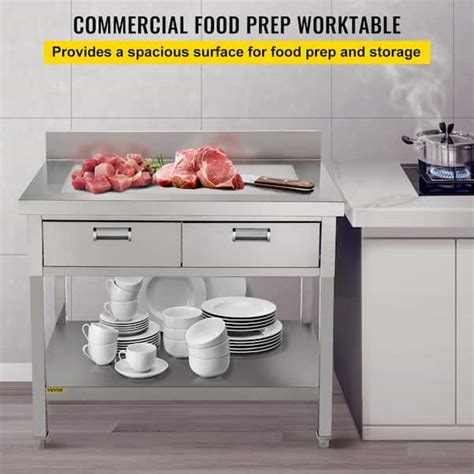 Buy Commercial Prep Table 24 x 48 in. Stainless Steel Work Table with 2 ...