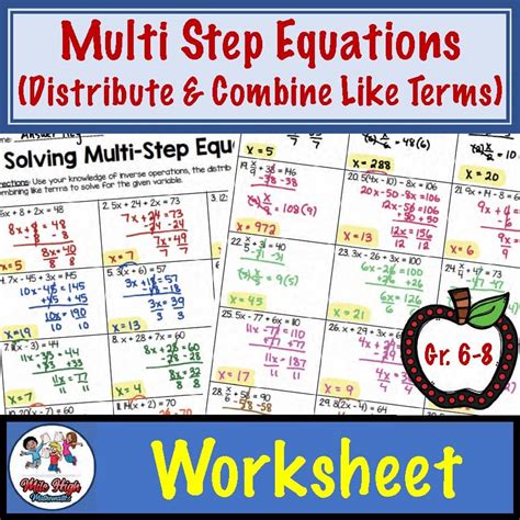 Image result for Multi-Step Equations with Like Terms