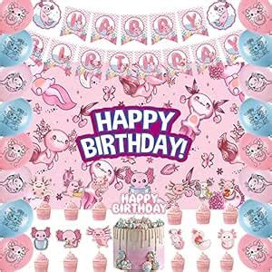 YOHAXAM Axolotl Birthday Decorations,Including Birthday Bannner,Cake ...