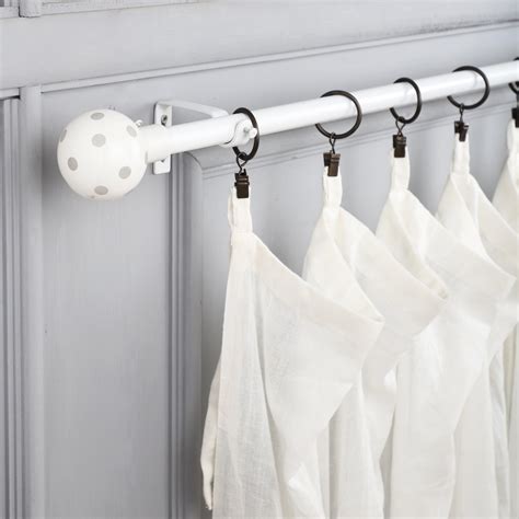 Grey Polka Ceramic Finial Extendable Curtain Rod White 19MM (Hardware ...
