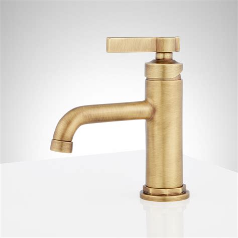 Greyfield Single-Hole Bathroom Faucet - Aged Brass | Signature Hardware