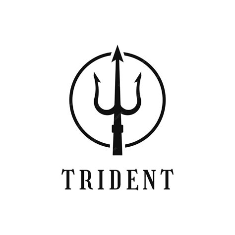 Trident neptune logo design with circle | Premium Vector