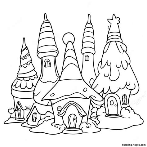 Magical Whoville Houses Coloring Page | Coloring-Pages.com