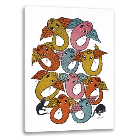 Ganesha Elephant, Gond Art, Indian Traditional Art, Cultural Gift, Tri ...