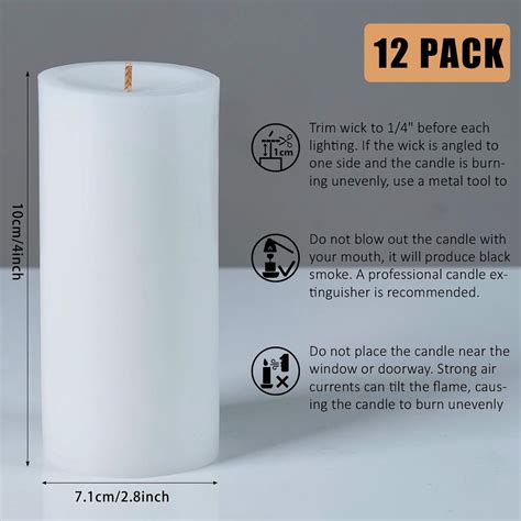MOSROAD 12 White Pillar Candles, 3x4 Inches Unscented Pillar India | Ubuy