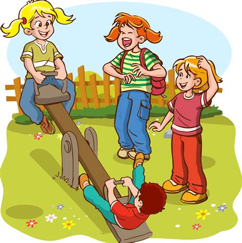 Kids Playing At Playground Clipart