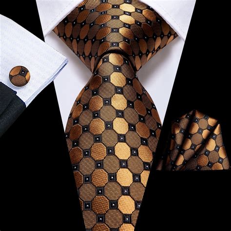 Golden Plaid Silk Tie, Pocket Square and Cufflinks | Ties mens, Neck ...