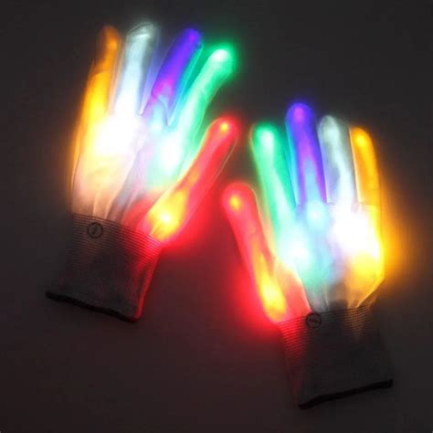 Halloween led glove dancing stage led palm light up flash finger tip ...
