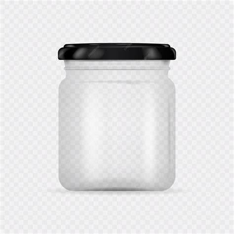 Empty transparent glass jar with screw cap round shape glass canister ...