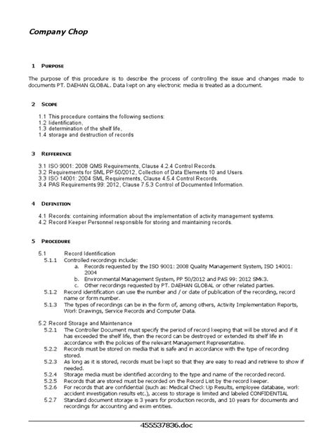 Image result for Document Control Procedures Excl
