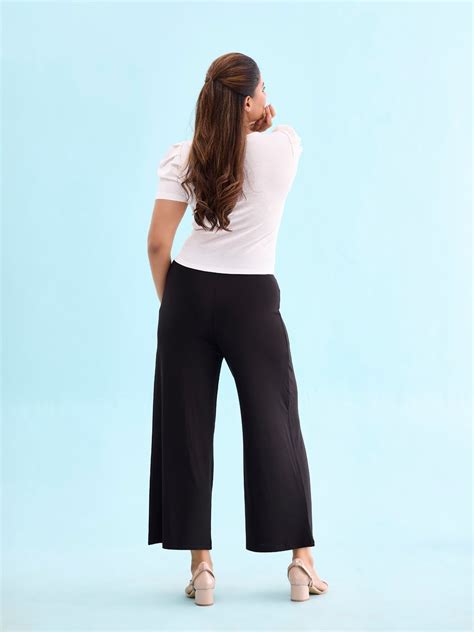 Black Viscose Knit Palazzo – Go Colors India