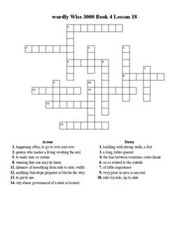 Wordly Wise 3000 Book 4 Lesson 18 Crossword Puzzle by Flair for the ...