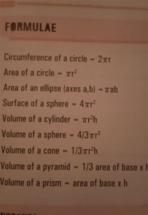Math. formulas of finding perometer. area. and volume - Brainly.in
