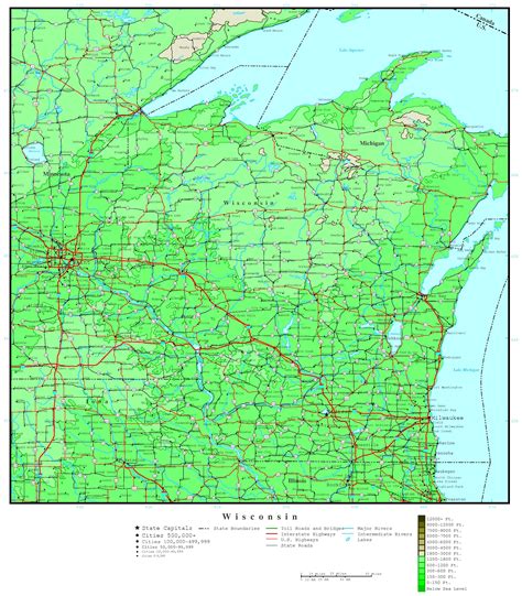 Wisconsin Elevation Map