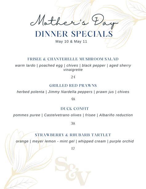 Mother's Day Specials At Salt and Vine in Olney MD