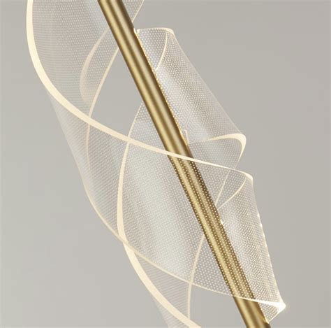 Sai - Gold Twisting Modern LED Floor Lamp with Ribbon Diffuser - Lightbox