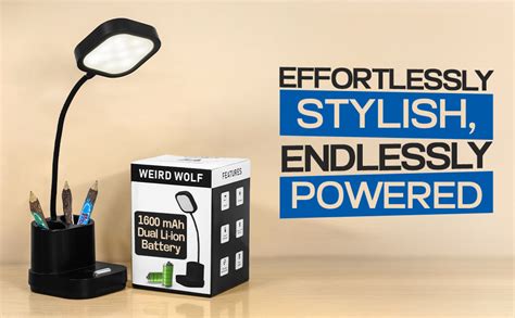Buy WEIRD WOLF LED Desk Lamp with Dual Lithium Battery | 3-Level ...